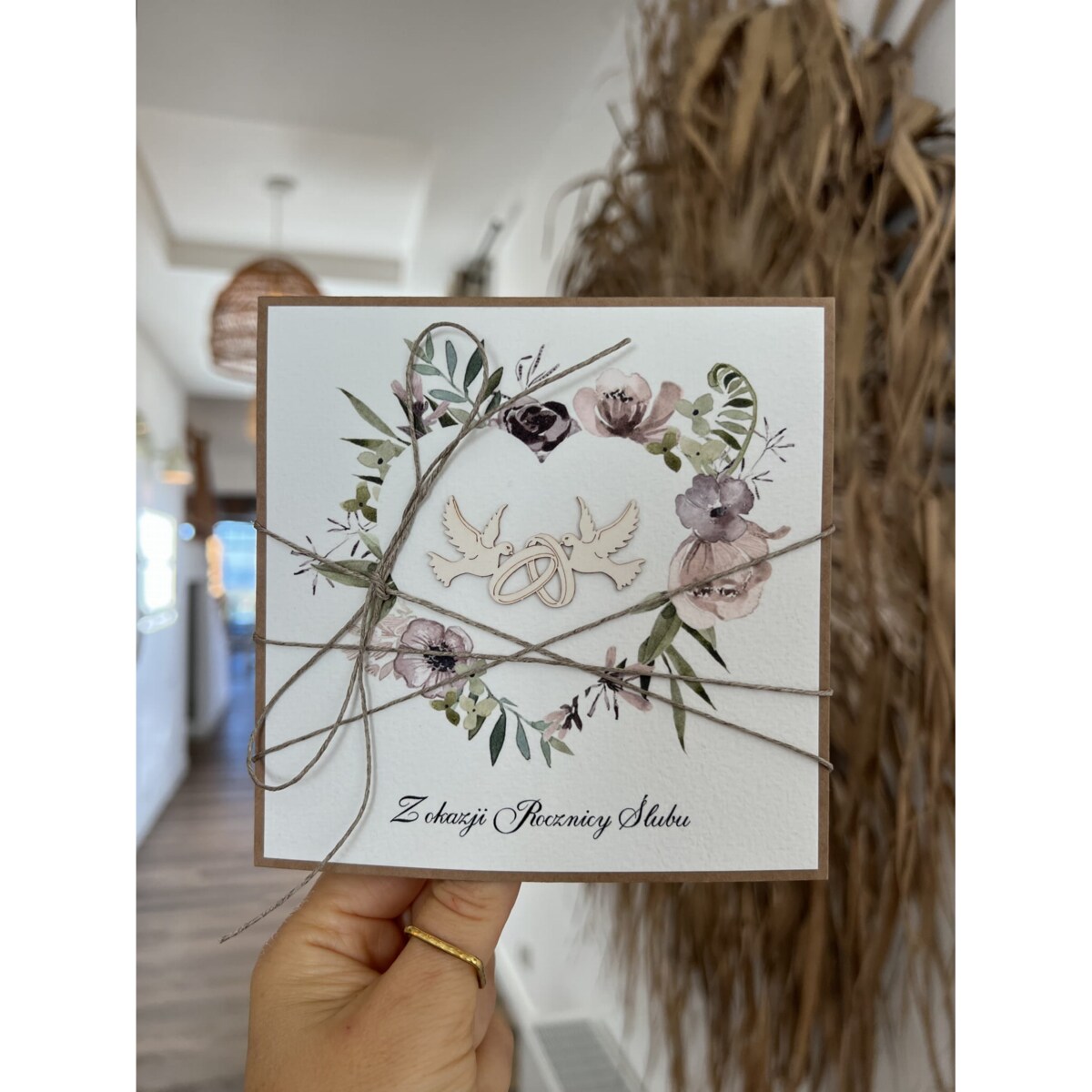 Prezent na rocznicę ślubu Rustykalna kartka życzenia z okazji rocznicy ślubu - rocznica ślubu