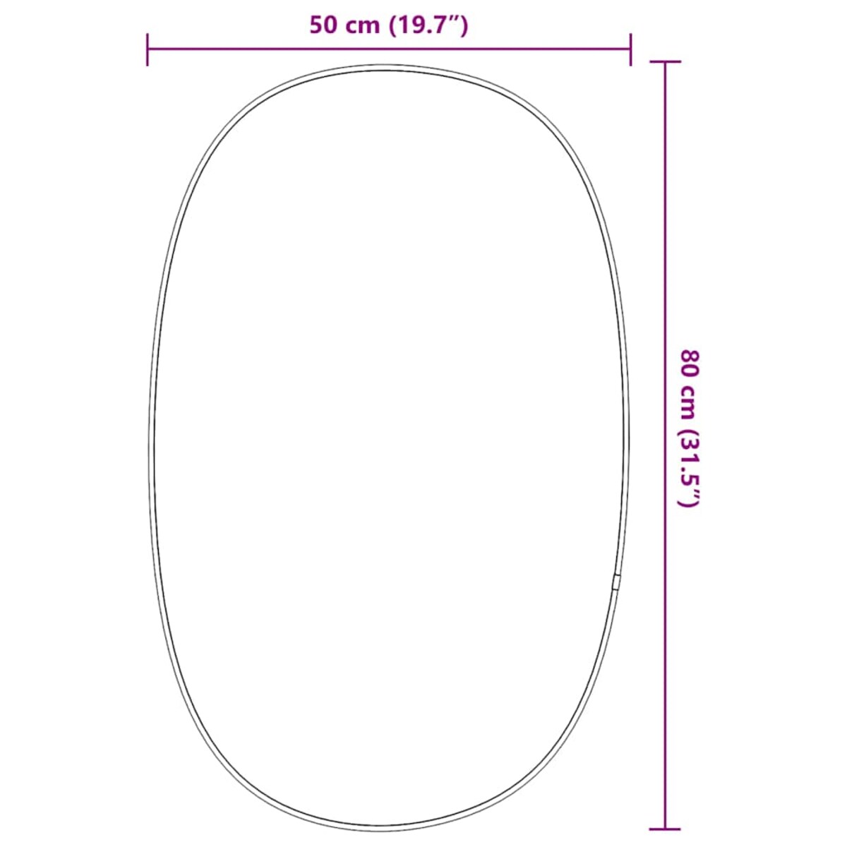 vidaXL Lustro ścienne, czarne, 80x50 cm