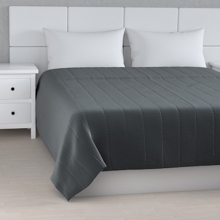 Narzuta pikowana w pasy 130x210 grafitowy welwet