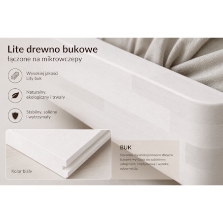 Łóżko lewitujące drewniane bukowe Visby LENA FLAT z szafkami / 120x200 cm, kolor biały
