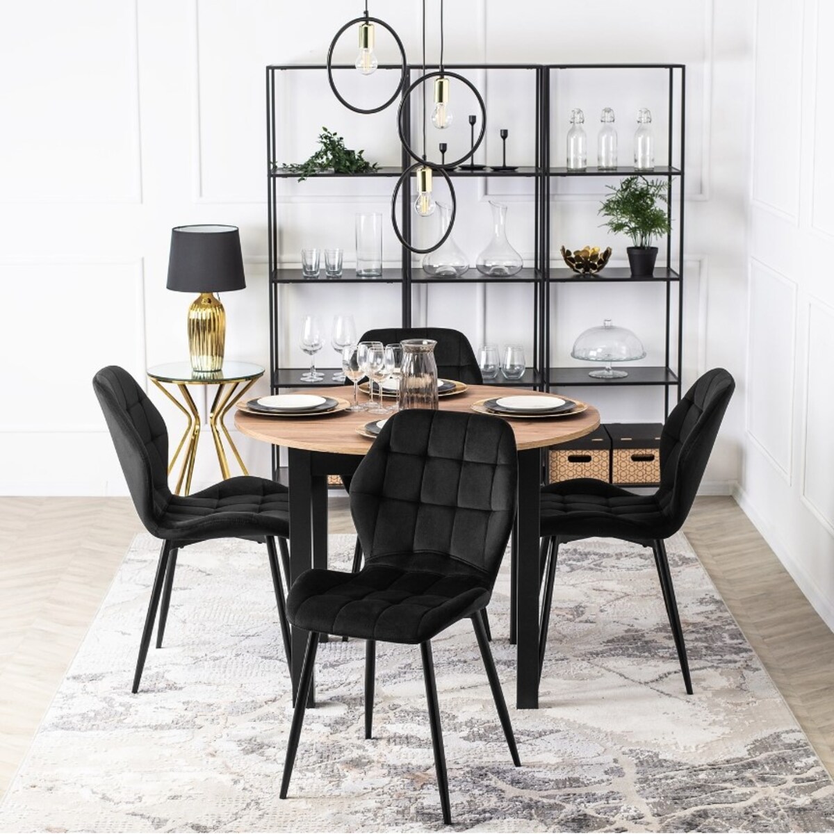 Krzesło Tapicerowane Do Salonu Jadalni Pikowane Czarne LUCKY