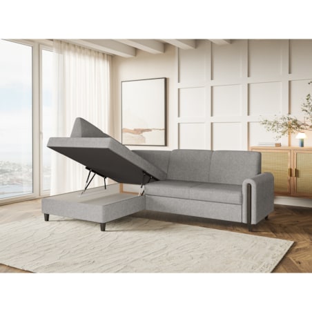 Rozkładany narożnik FLORA w tkannie bubble lewostronny- szary