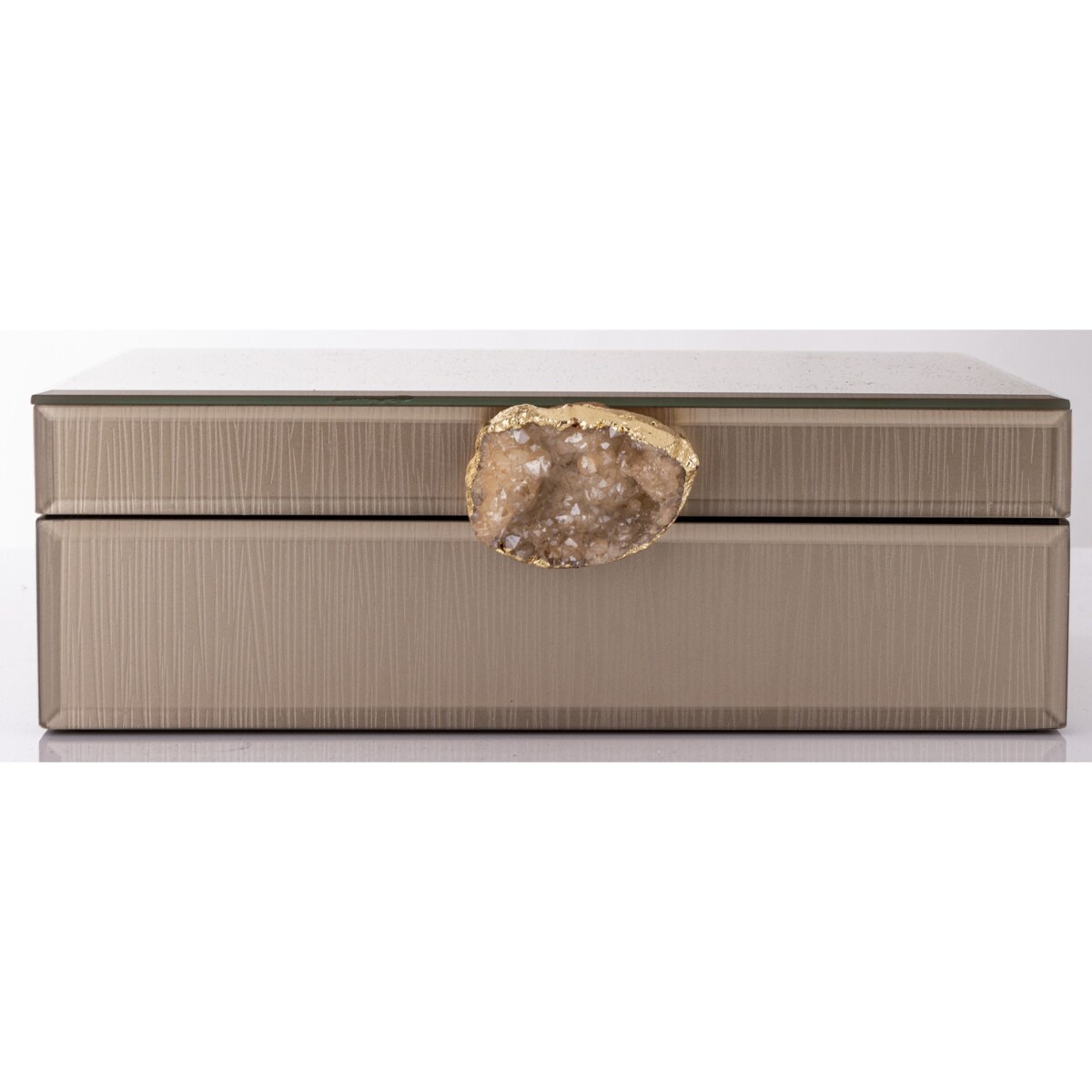 Szkatułka z MDFu z agatem 8x24x18,5 cm szampańska