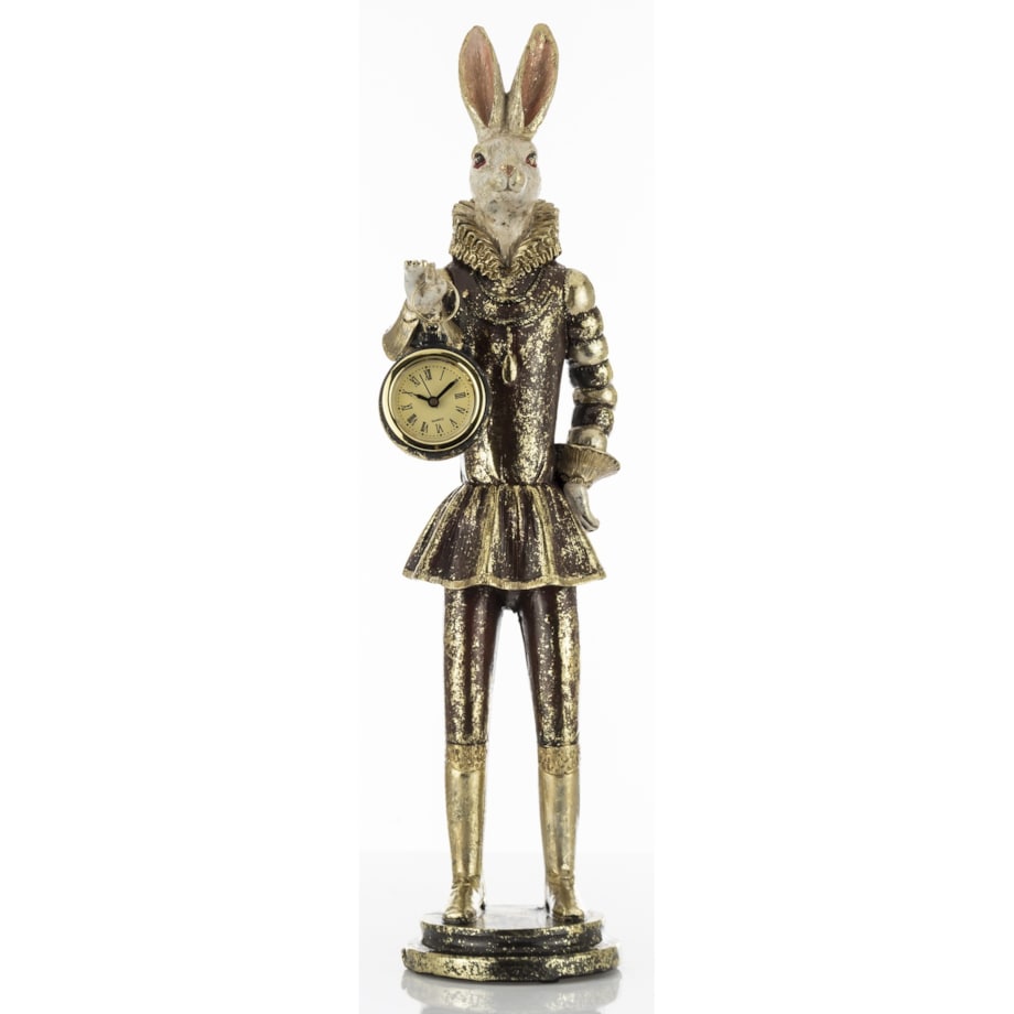 Dekoracja - królik 45x10x11,5 cm CONIGLIO z zegarkiem
