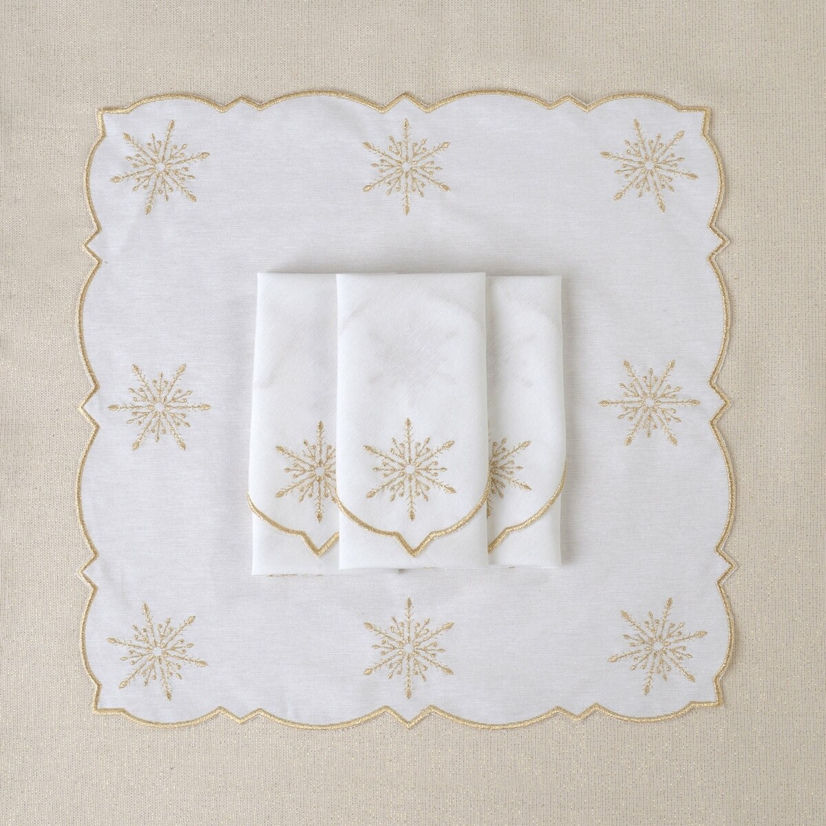 Haftowane serwetki Golden Stars - 4 sztuki