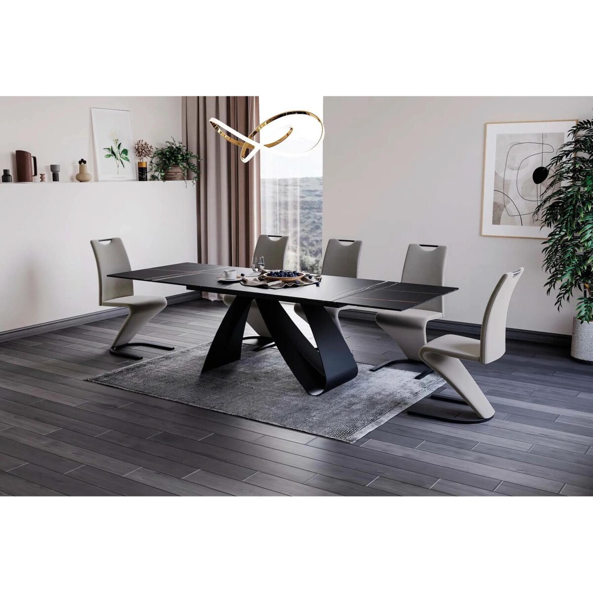 Stół rozkładany DIUNA CERAMIC 160(240)x90 czarny sahara noir