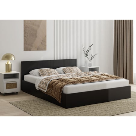 Łóżko sypialniane ALDO 140x200 z płyty laminowanej- czarny