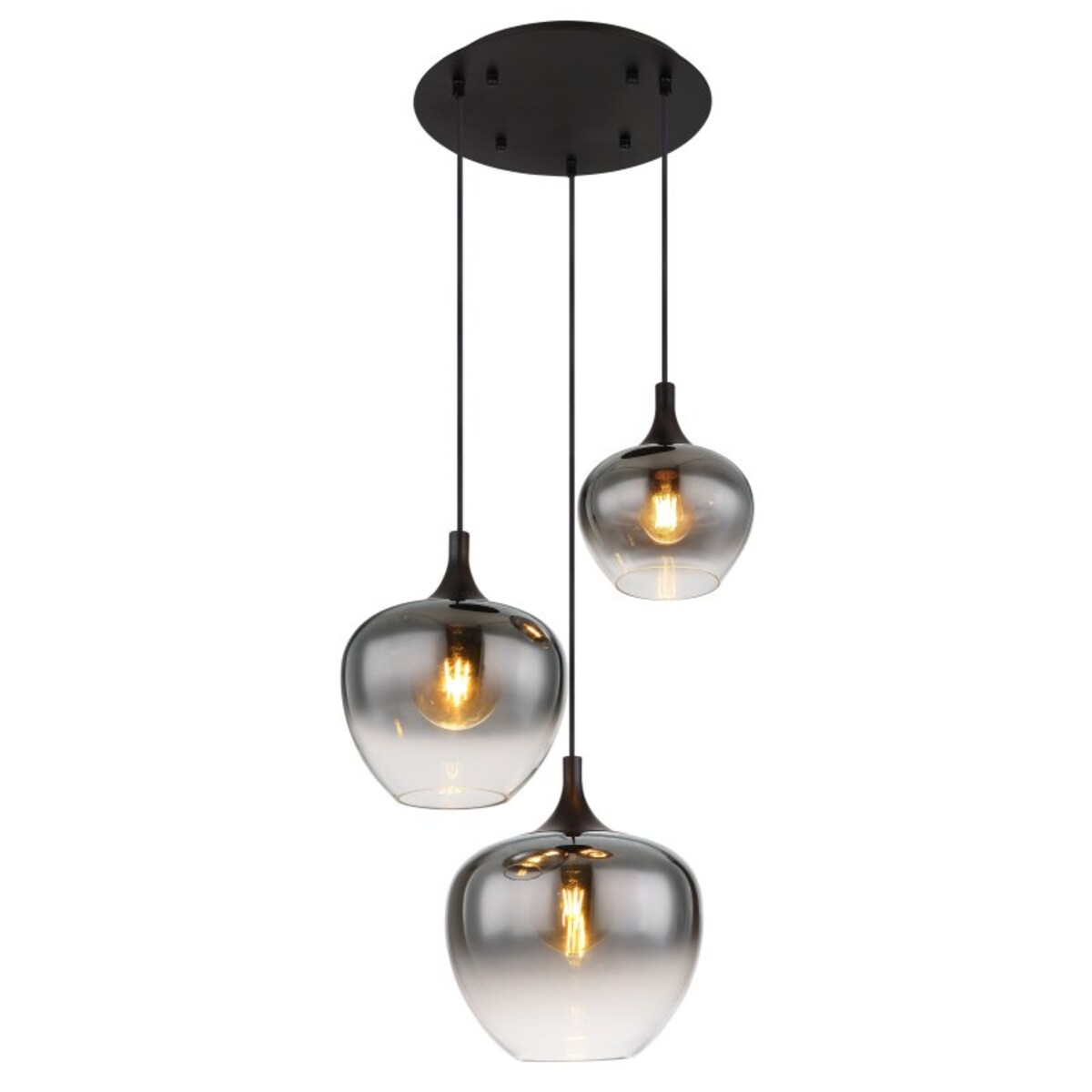 Lampa wisząca Globo MAXY 15548-3H czarny mat, dymione szkło, 3xE27, regulowana wysokość, nowoczesna do salonu