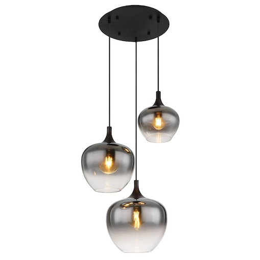Lampa wisząca Globo MAXY 15548-3H czarny mat, dymione szkło, 3xE27, regulowana wysokość, nowoczesna do salonu