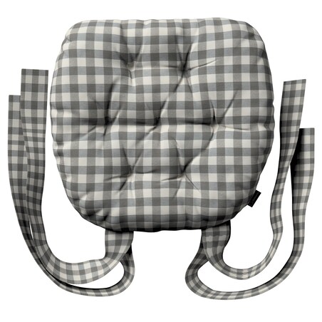 Poduszka na krzesło Marcin, szaro-biała kratka (1,5x1,5cm), 40 x 37 x 8 cm, Quadro