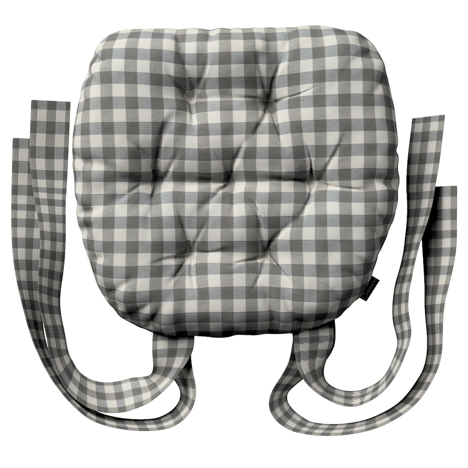 Poduszka na krzesło Marcin, szaro-biała kratka (1,5x1,5cm), 40 x 37 x 8 cm, Quadro
