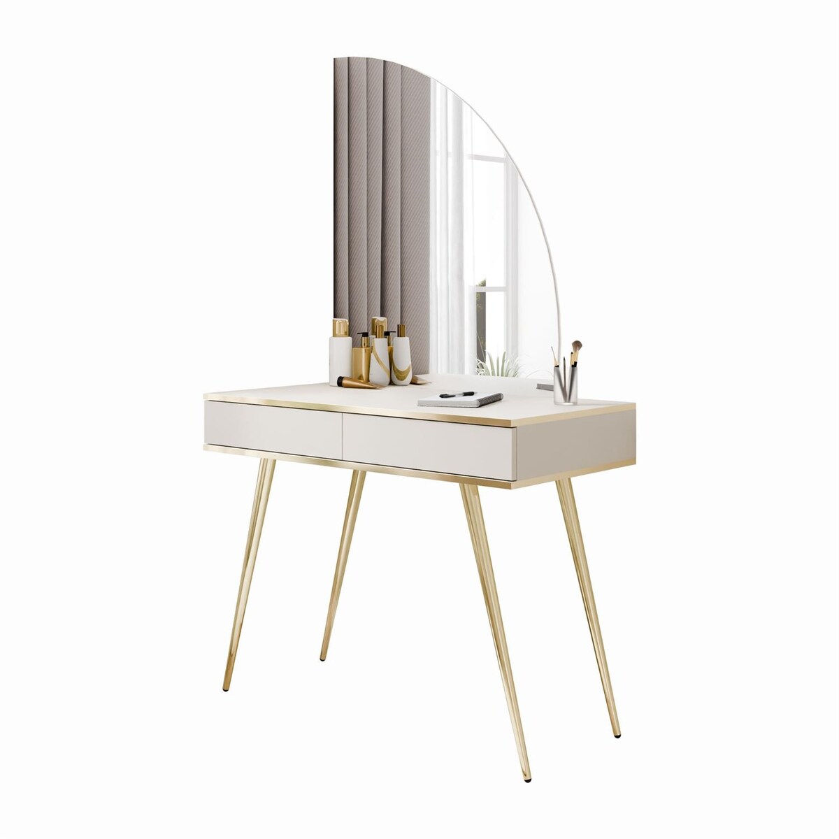 Toaletka OXFORD z lustrem i oświetleniem LED, prawa, kaszmir