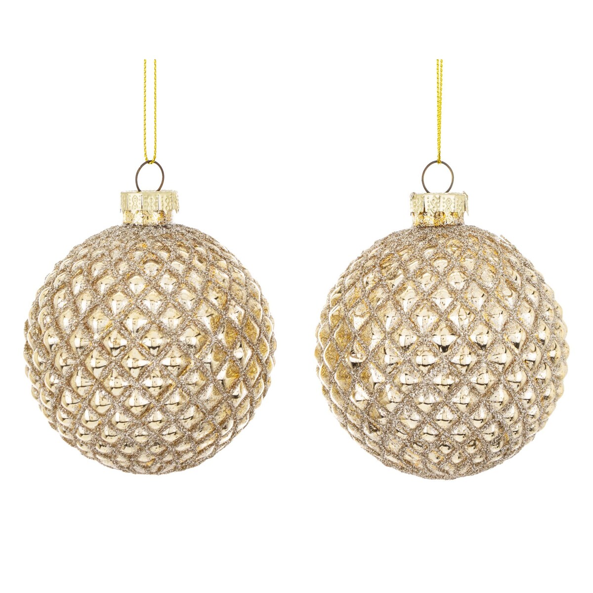 Bombka szklana 2 szt. złote Ø 8 cm RASTER