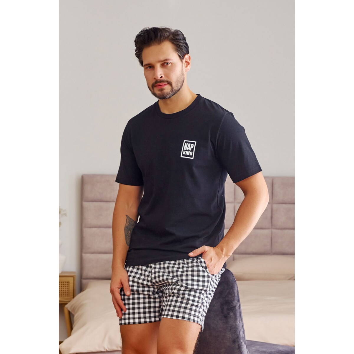 Doctor Nap Czarna piżama męska - 2XL