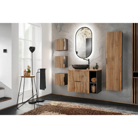 Szafka łazienkowa XILO BLACK WOTAN 80 35cm czarna/dąb