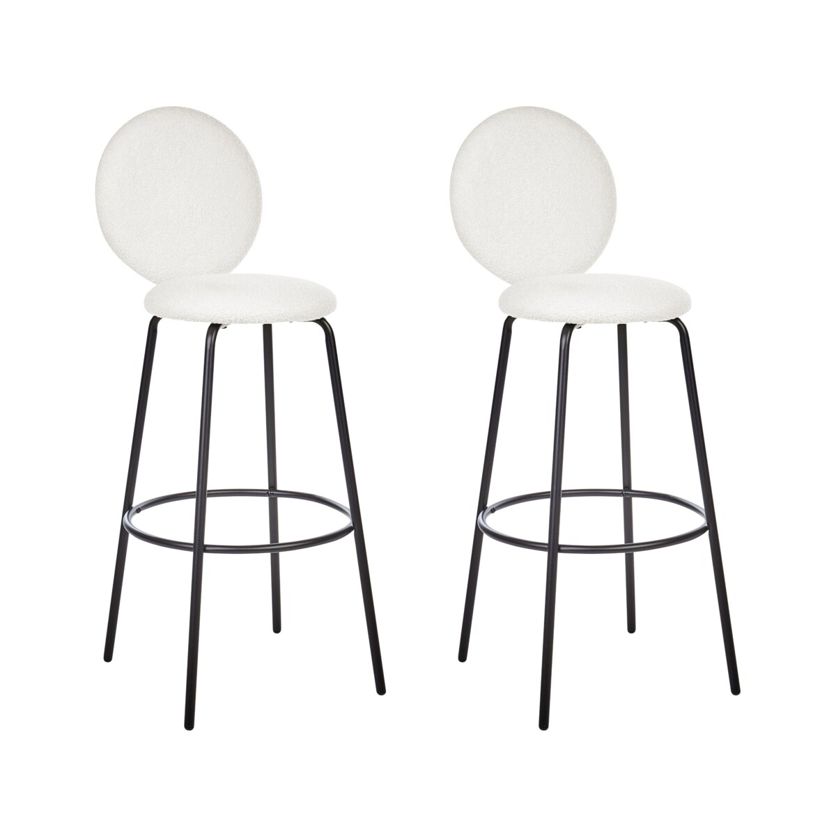 Zestaw 2 krzeseł barowych boucle biały EMERY