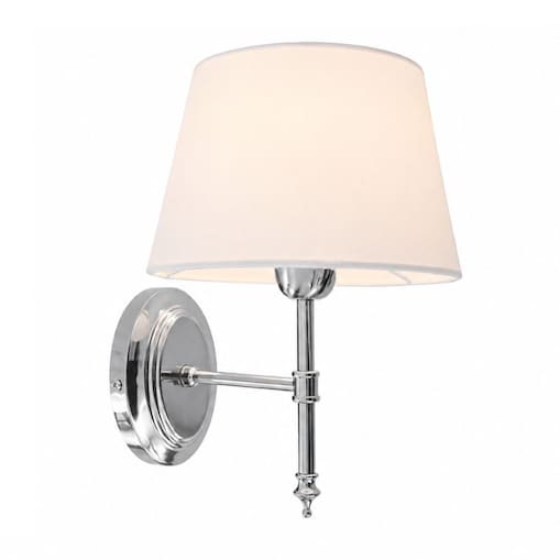 Nowoczesny kinkiet nikiel z białym abażurem – elegancka lampa ścienna ERIC
