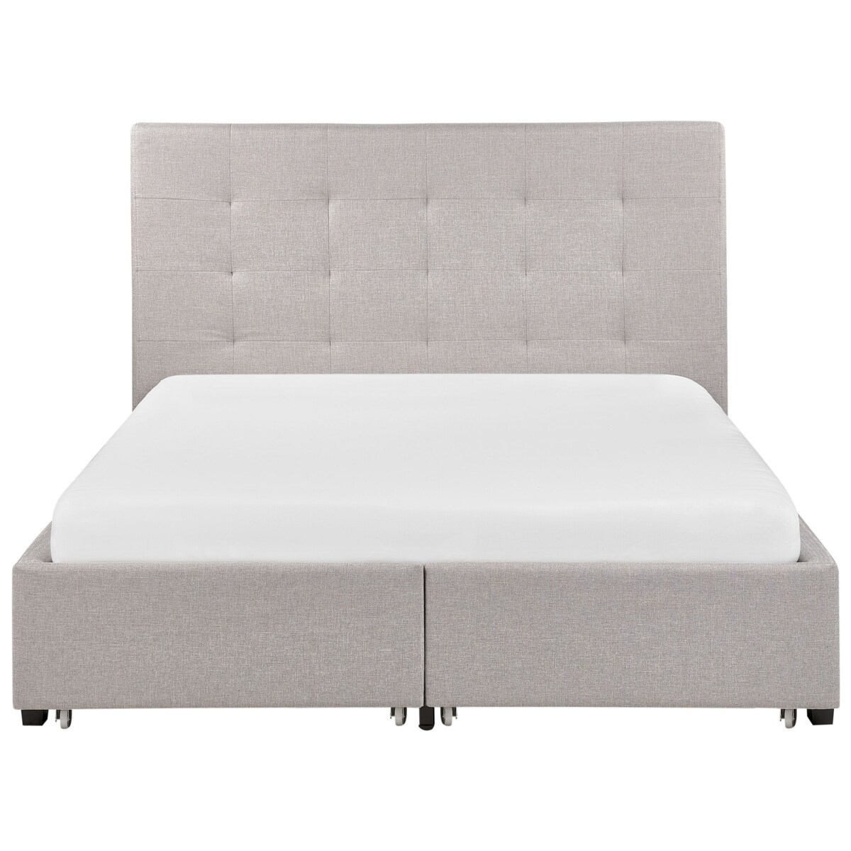 Łóżko z szufladami tapicerowane 140 x 200 cm jasnoszare LA ROCHELLE