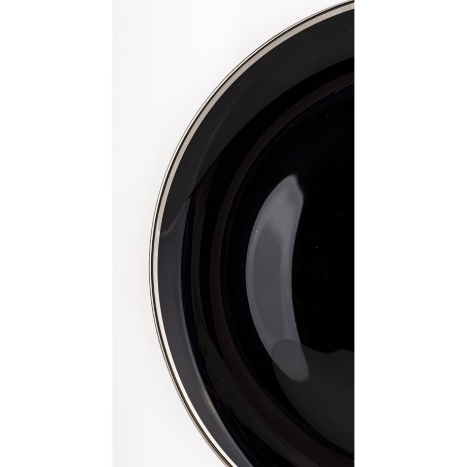 Podstawka dekoracyjna pod talerz, Ø 33x2 cm PULVINAR-4 czarna ze srebrnym obrzeżem