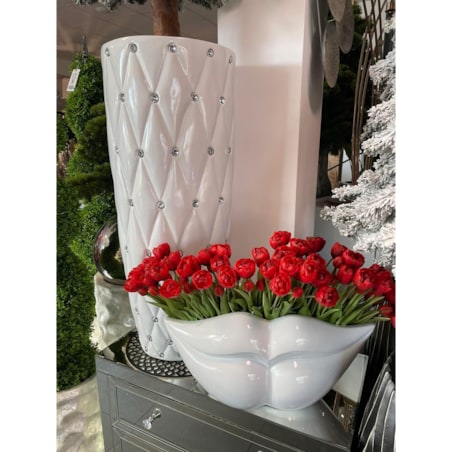 Biała donica z kryształkami Glamour Premium 92