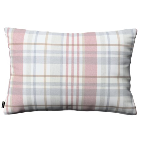 Poszewka Kinga na poduszkę prostokątną 47x28 kratka czerwono-szary melanż