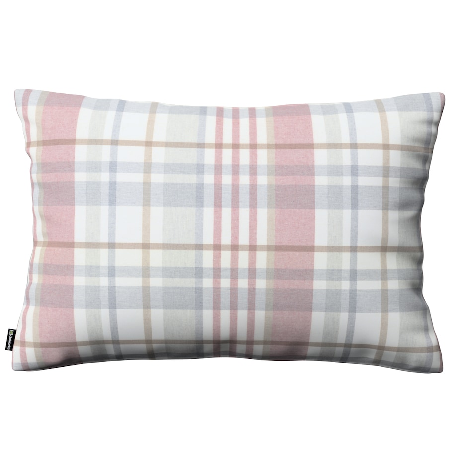 Poszewka Kinga na poduszkę prostokątną 47x28 kratka czerwono-szary melanż