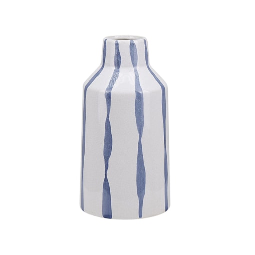 Wazon na kwiaty ceramiczny biały z niebieskim ASSUS