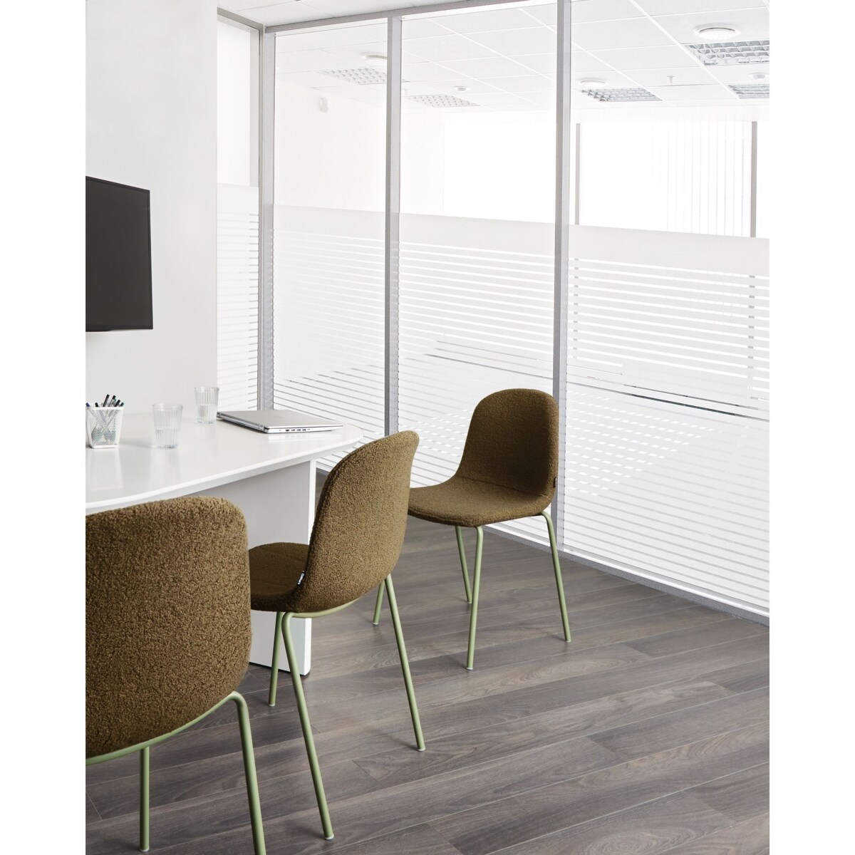 Zestaw 2 krzeseł konferencyjnych LOMA Boucle Zielony