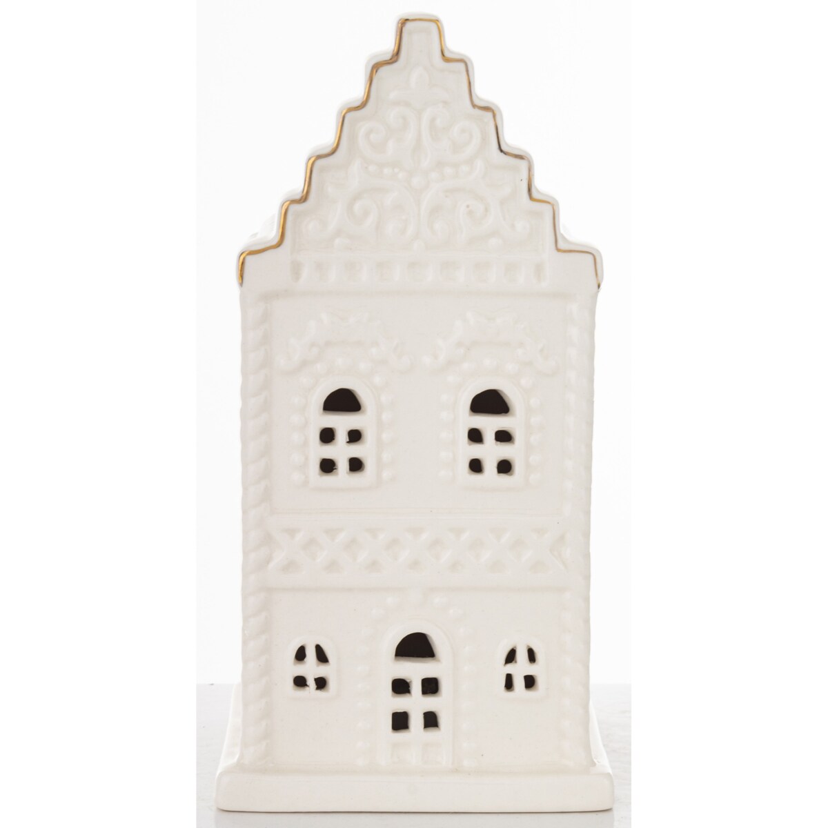 Ceramiczny biały domek LED 15,5x8 cm ADANIK