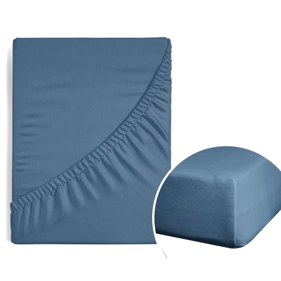 Prześcieradło z Gumką Satynowe 180 x 200 granatowe
