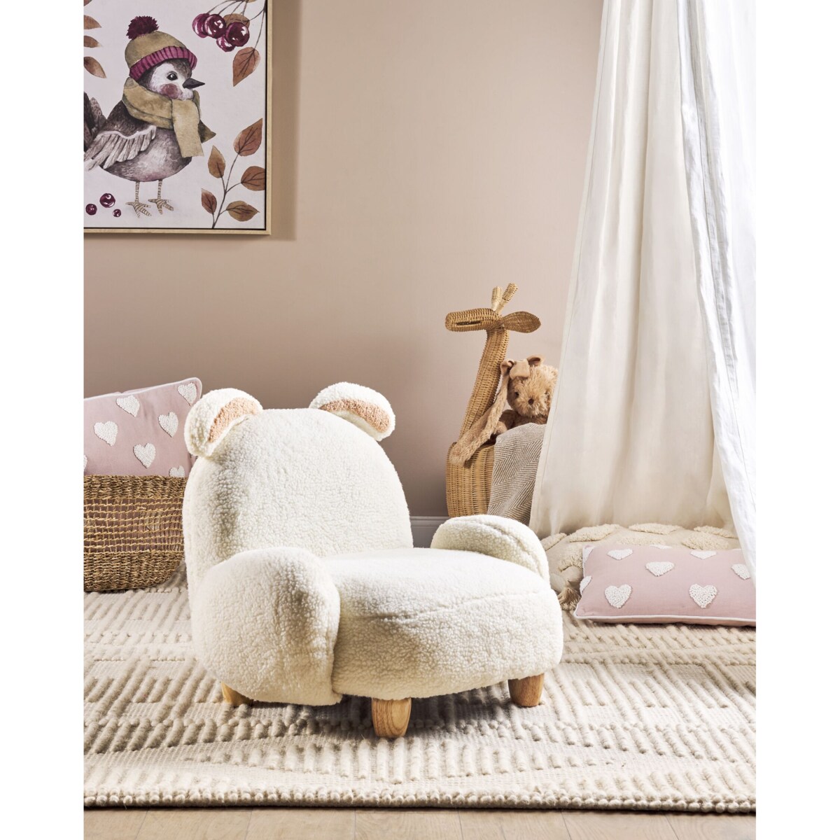 Fotel dziecięcy królik teddy biały KANNA