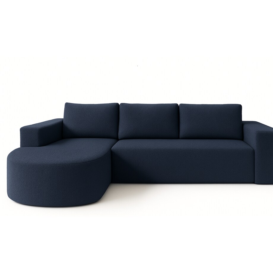 Narożnik Vello z funkcją spania do salonu, lewostronny- boucle- granatowy