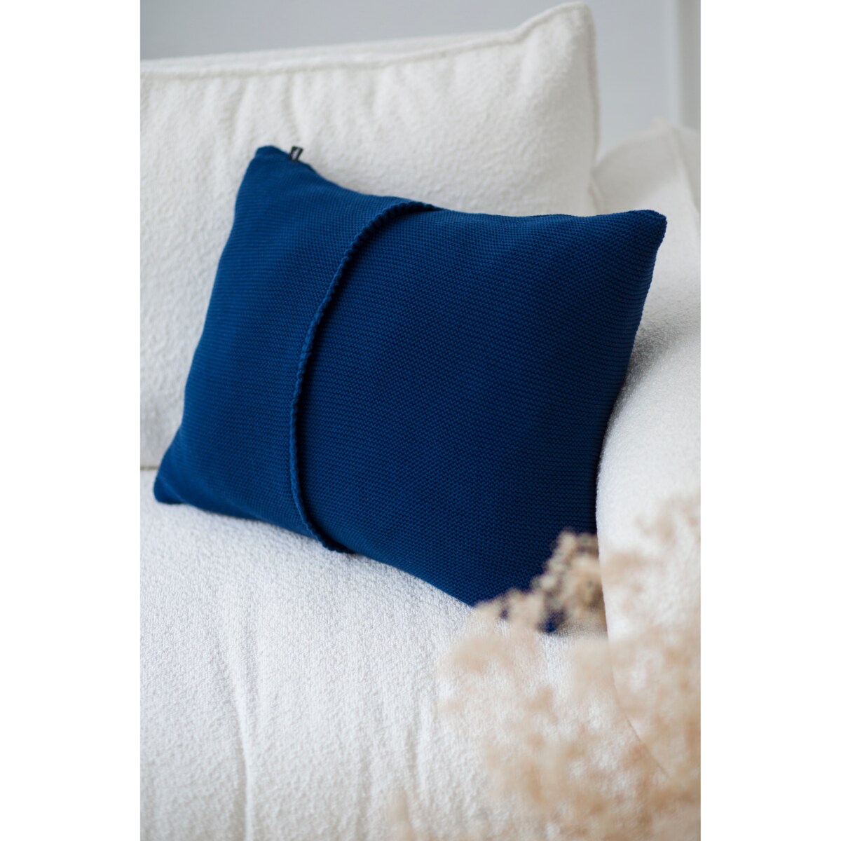Poszewka klasyczna z przeszyciem granatowa, 40 x 60 cm, La Manta