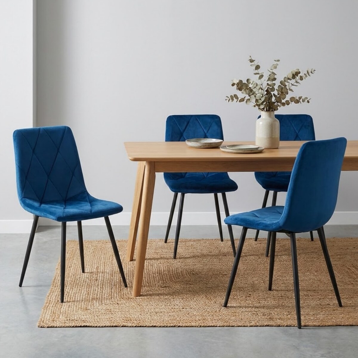 Krzesło tapicerowane welurowe granatowe do salonu jadalni