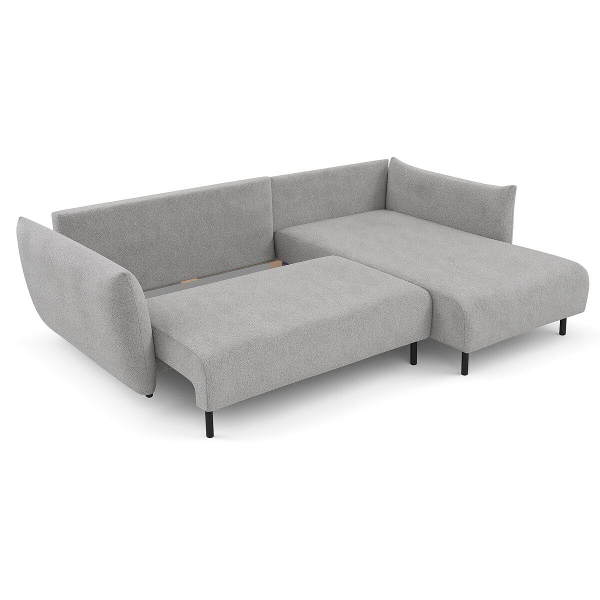 Narożnik DELI z funkcją spania na nóżkach, prawostronny, srebrny