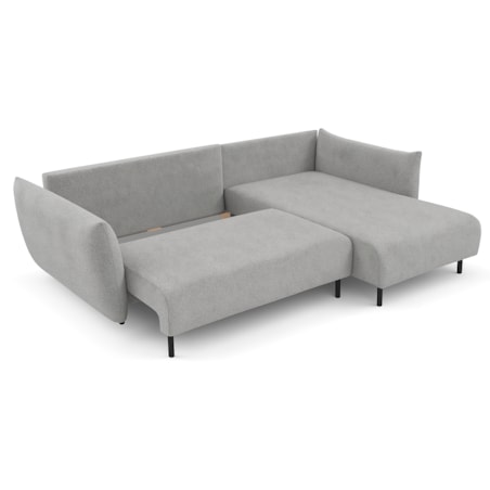 Narożnik DELI z funkcją spania na nóżkach, prawostronny, srebrny