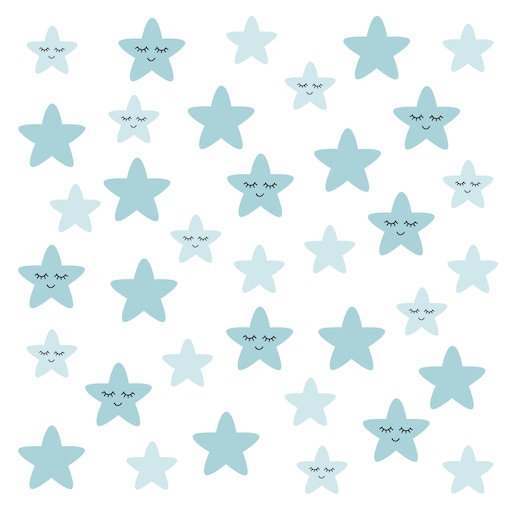 Naklejki Ścienne Dla Dzieci Niebieskie GWIAZDY Gwiazdeczki Styl Boho ZESTAW 120x60cm