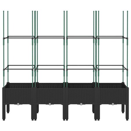 vidaXL Donica ogrodowa z kratką, czarna, 160x40x142,5 cm, PP