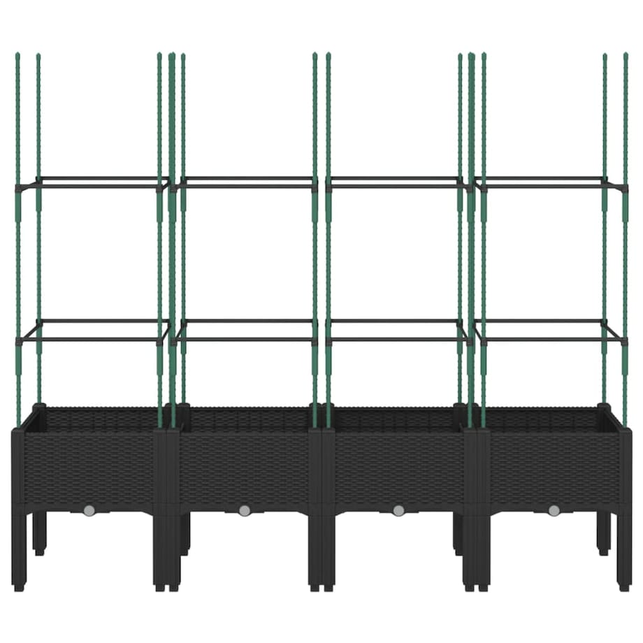vidaXL Donica ogrodowa z kratką, czarna, 160x40x142,5 cm, PP