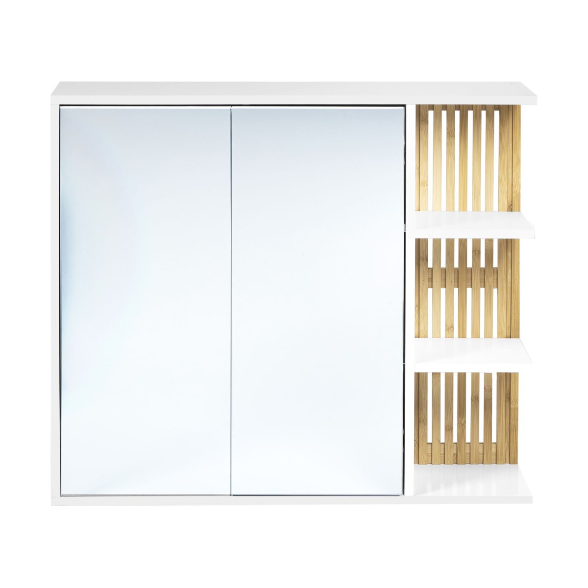 Szafka łazienkowa wisząca z lustrem 70 x 80 cm jasne drewno z białym NUBES