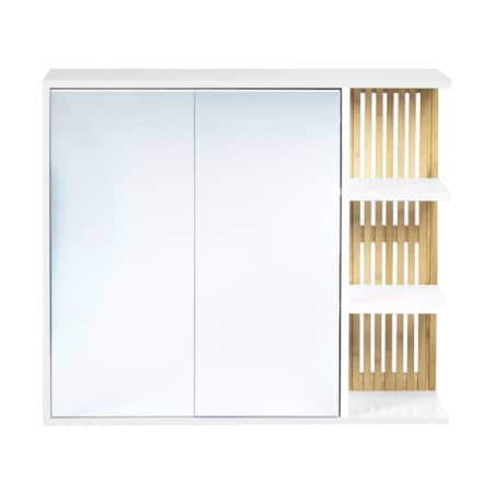 Szafka łazienkowa wisząca z lustrem 70 x 80 cm jasne drewno z białym NUBES