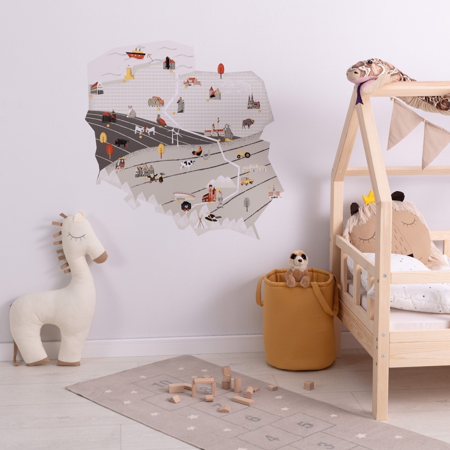 Naklejka mapa Polski szara, 150x100