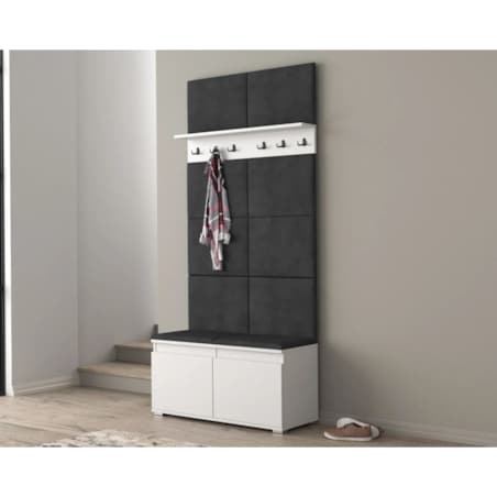 Szafka na buty z siedziskiem i wieszakiem SINGAPUR 100 biała/szara