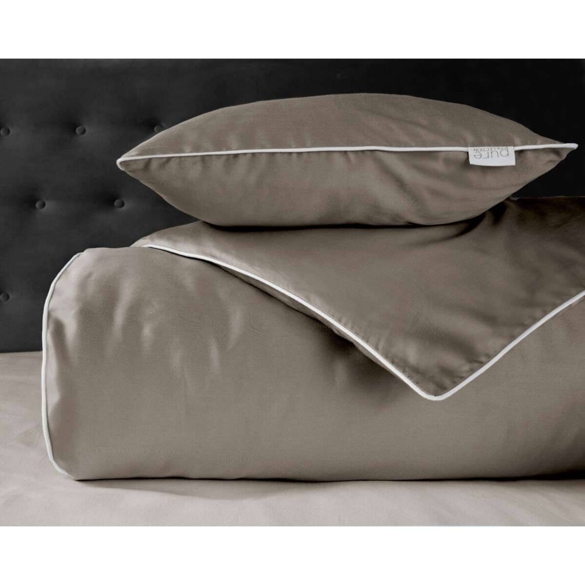 Pościel Pure z Makosatyny bawełnianej 220x200 C. Beżowa Taupe Premium