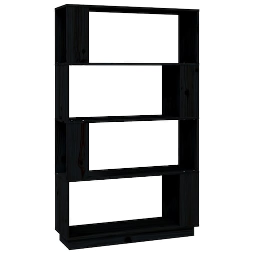 vidaXL Regał na książki/przegroda, czarny, 80x25x132 cm, sosnowy