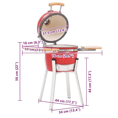 vidaXL Ceramiczny grill Kamado z wędzarnią, 76 cm