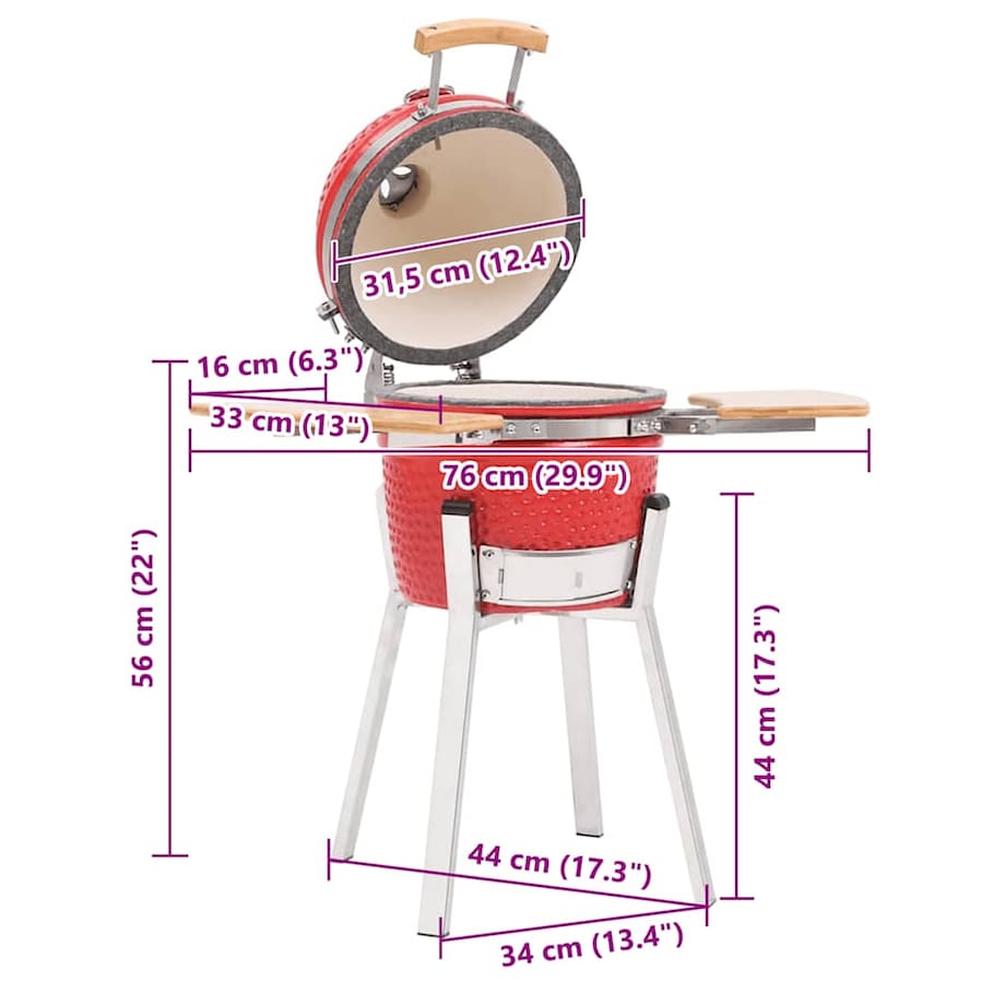 vidaXL Ceramiczny grill Kamado z wędzarnią, 76 cm