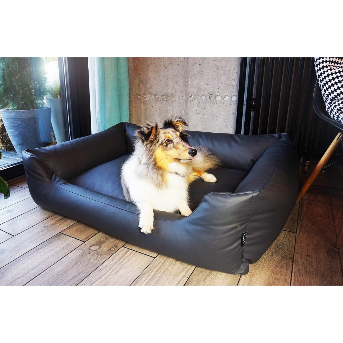 Legowisko dla psa z ekoskóry MARIO, 100x70 cm, Czarny