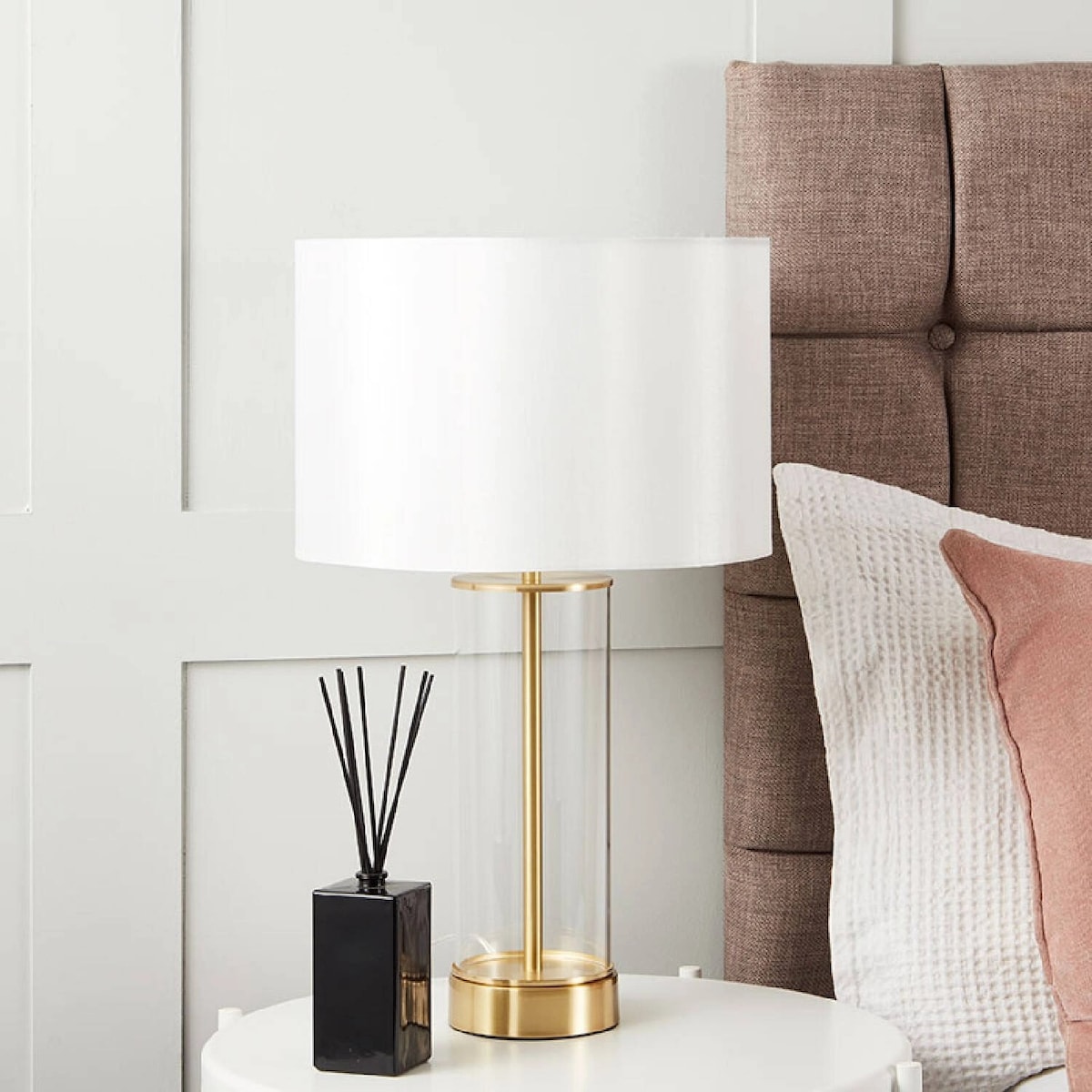 Lampa stołowa z metalu i szkła z włącznikiem dotykowym