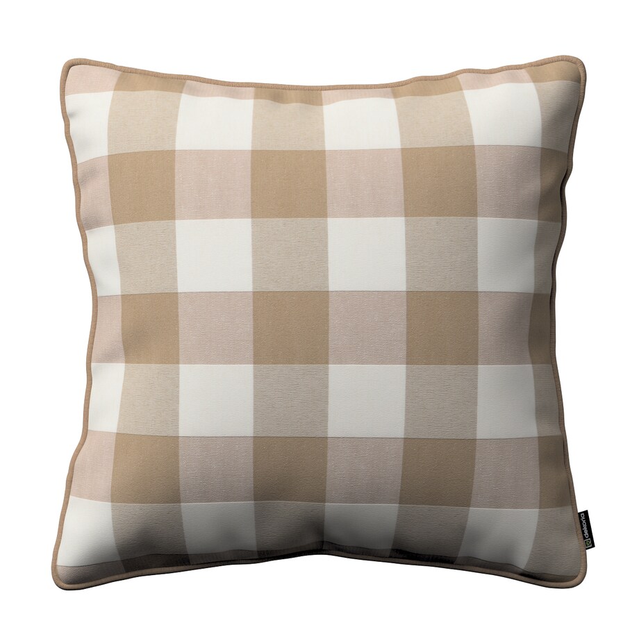 Poszewka Gabi na poduszkę 45x45 beżowo-biała krata (5,5x5,5cm)